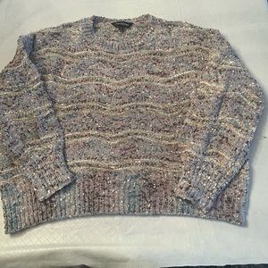 Davi and Dani Womens 1x multi colored sparkly crew neck sweater